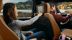 The interior of the 2022 Chrysler Pacifica minivan and its theater system