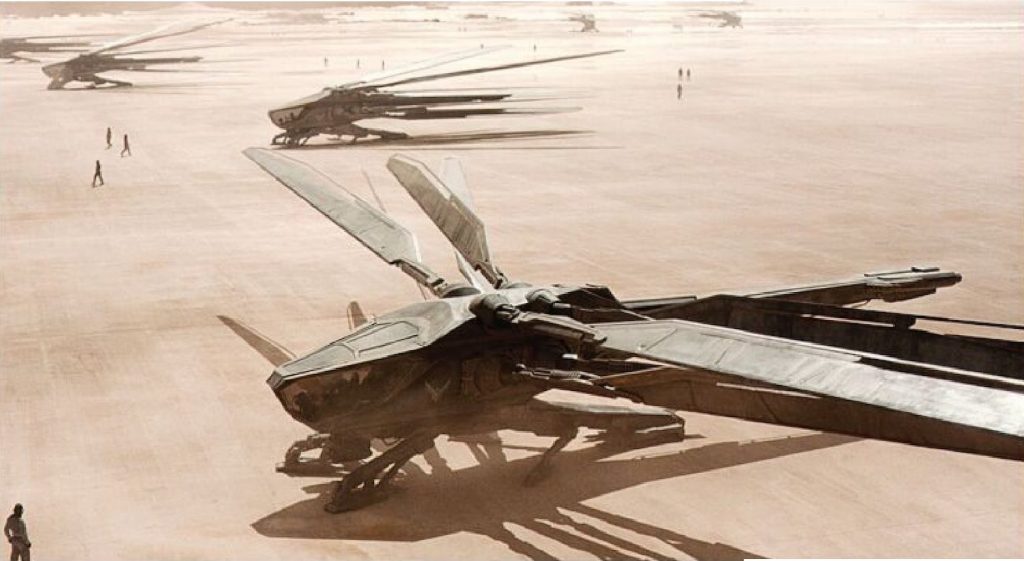 This is a still photo of the Dune ornithopters visible in the movie trailer. Science fiction fans may wonder if ornithopters prototypesactually exist. | Warner Bros. Pictures via Youtube