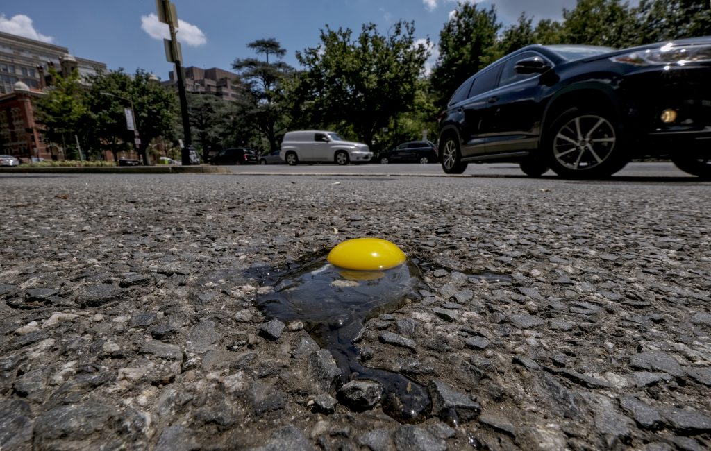 Egg Cooking On The Ground Next To Car