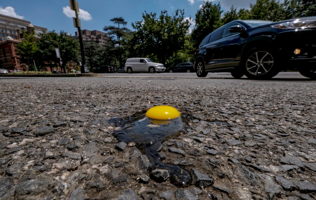Egg Cooking On The Ground Next To Car