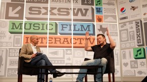 Elon Musk at south by southwest festival in austin texas. Musk recently announced that Tesla HQ is leaving California