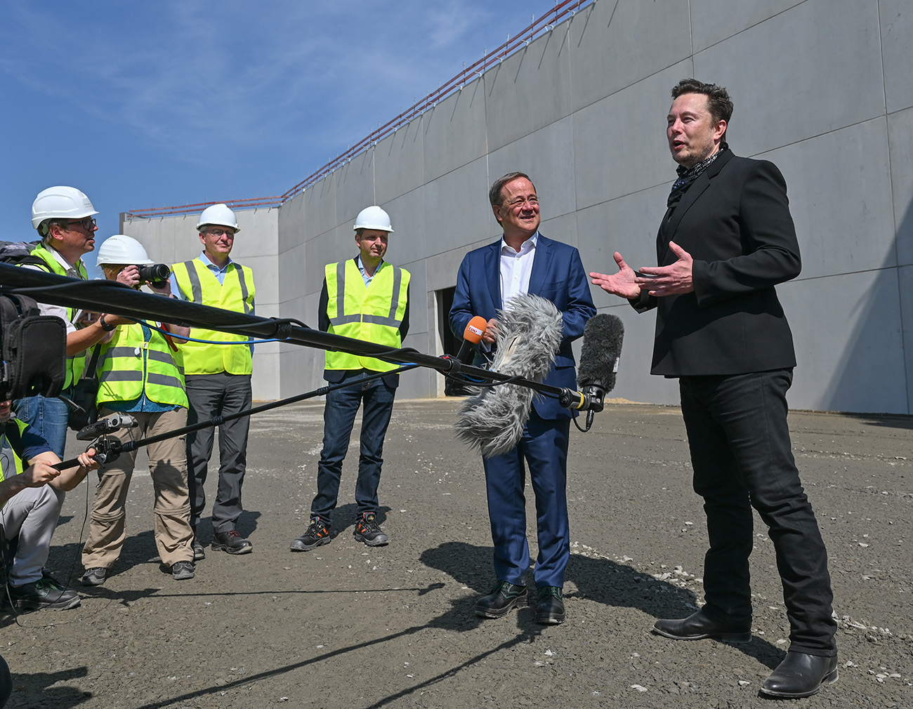 Elon Musk at the site of the Tesla Berlin factory