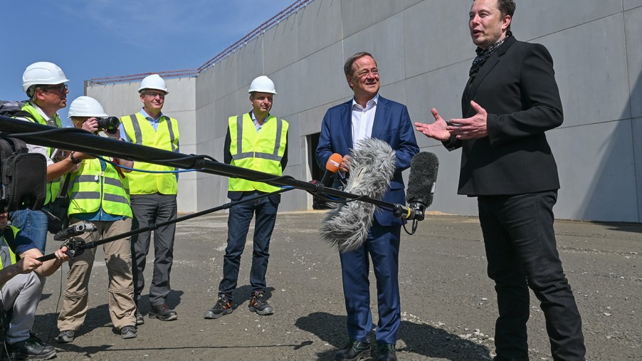 Elon Musk at the site of the Tesla Berlin factory