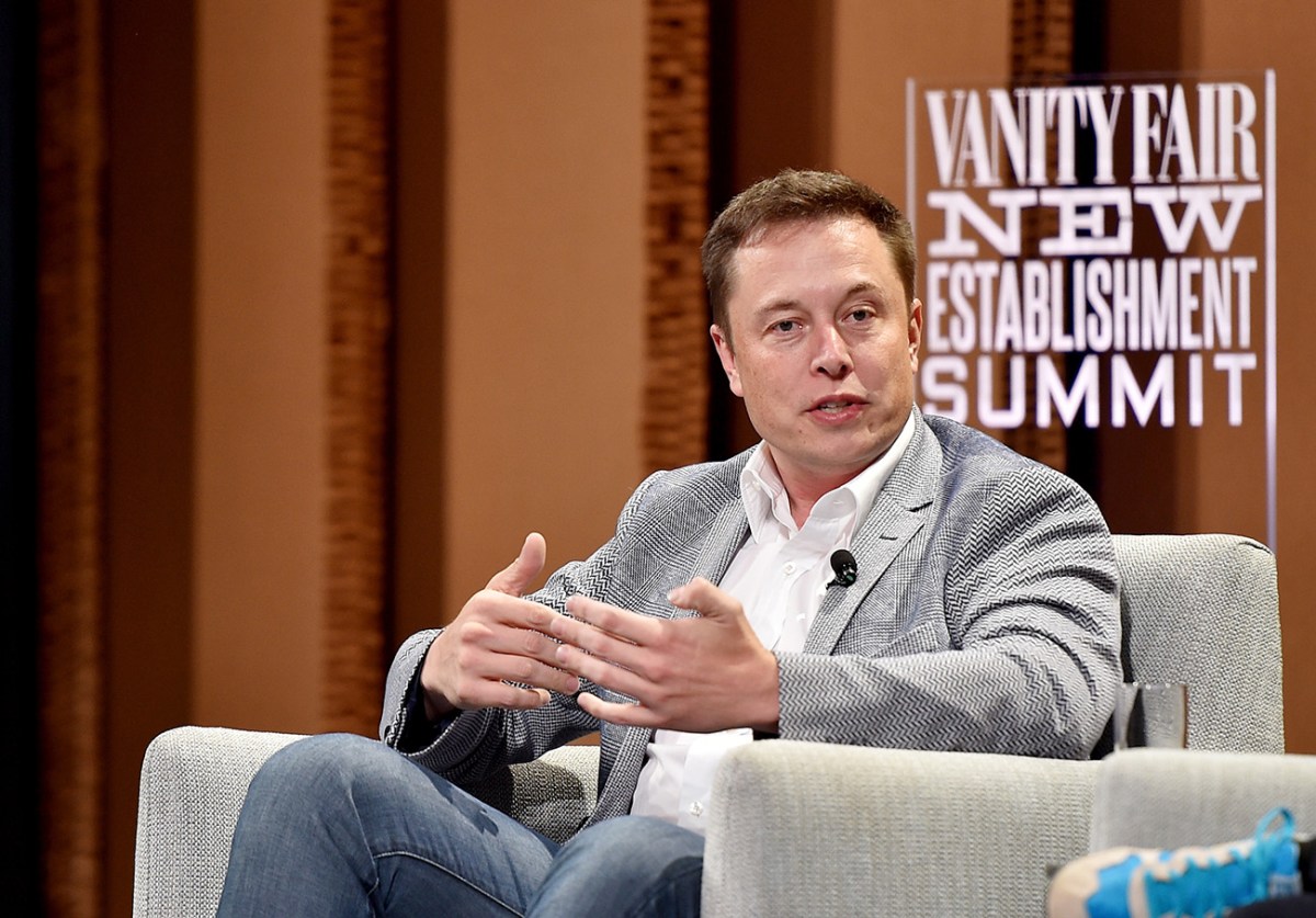 Tesla Motors CEO Elon Musk speaking at the Vanity Fair New Establishment Summit