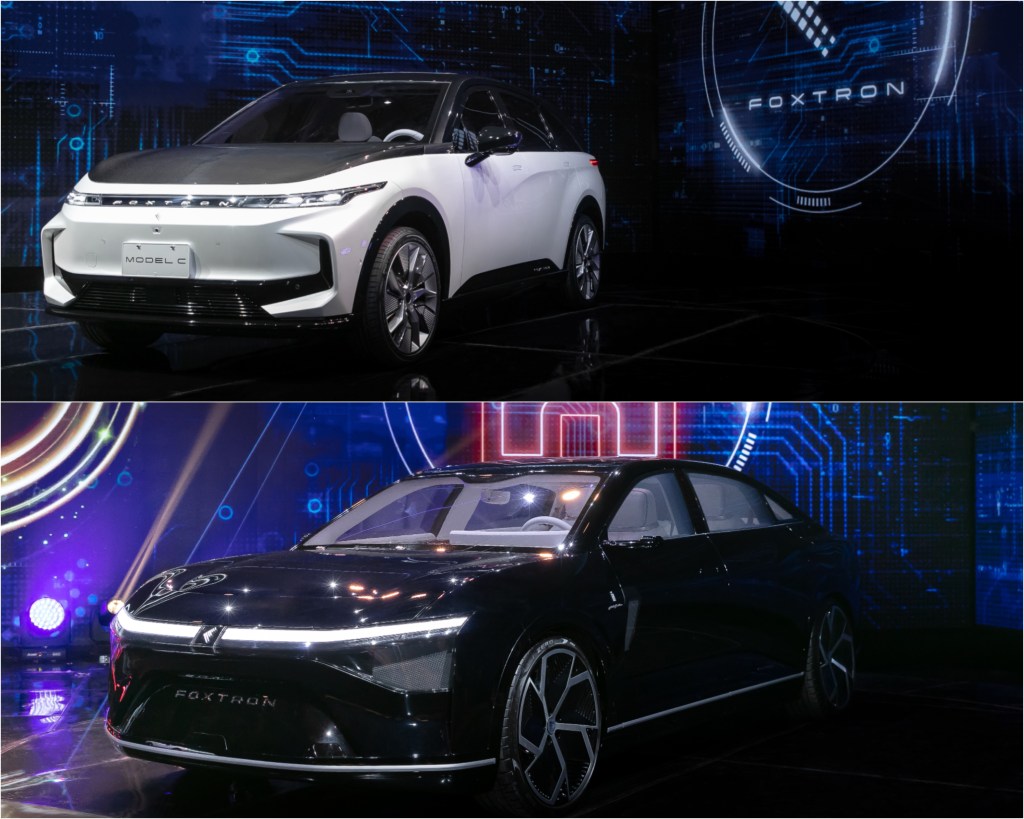 Foxconn Model C Electric Crossover (Top) and Model E Electric Car (Bottom)