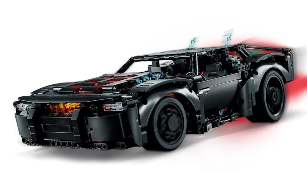 Front view of The Batman Lego Batmobile