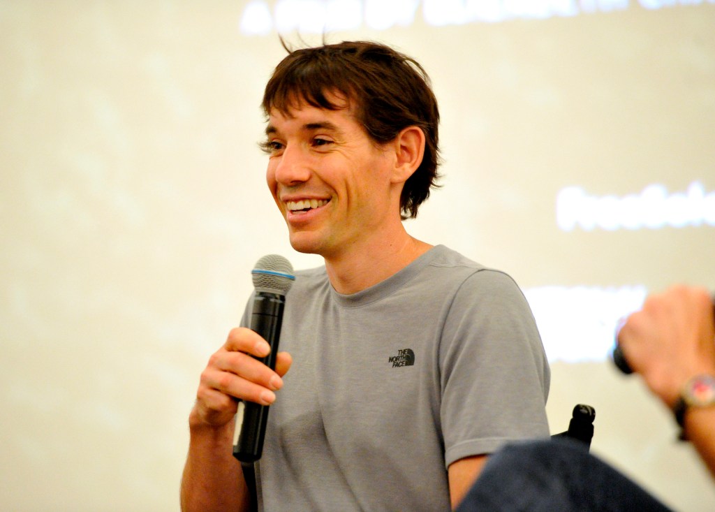 This is a photo of Alex Honnold at the premier of his Free Solo documentary. In another appearance, he gave Jay Leno a tour of his camper van| John Sciulli/Getty Images for National Geographic