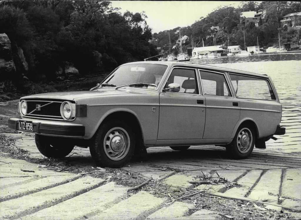 This is a black and white photo of a vintage Volvo station wagon. Volvo Stock Story: How It’s Valuation Grew 10x in 10 Years | Rice/Fairfax Media via Getty Images
