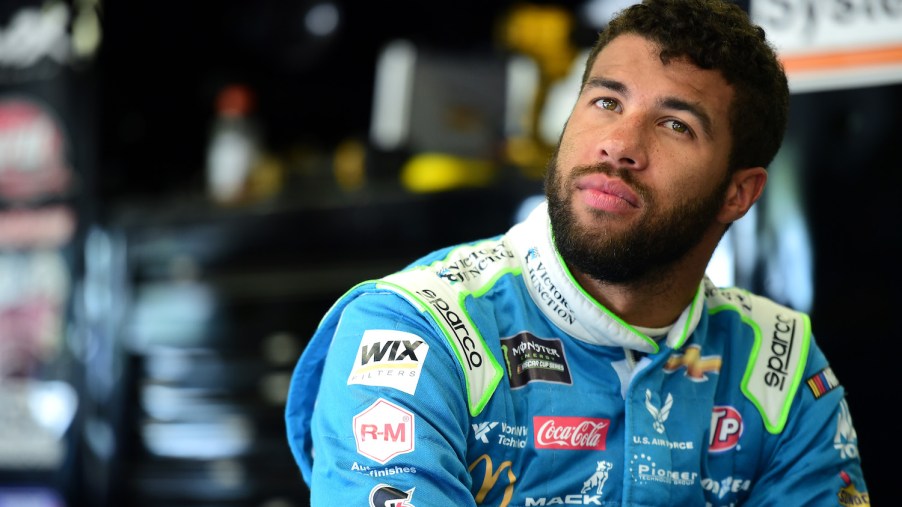 Bubba Wallace, driver of the #43 Victory Junction Chevrolet, looks on during practice for the Monster Energy NASCAR Cup Series Foxwoods Resort Casino 301 at New Hampshire Motor Speedway. Bubba Wallace has said he is excited about the NASCAR Next Gen cars | Jared C. Tilton/Getty Images