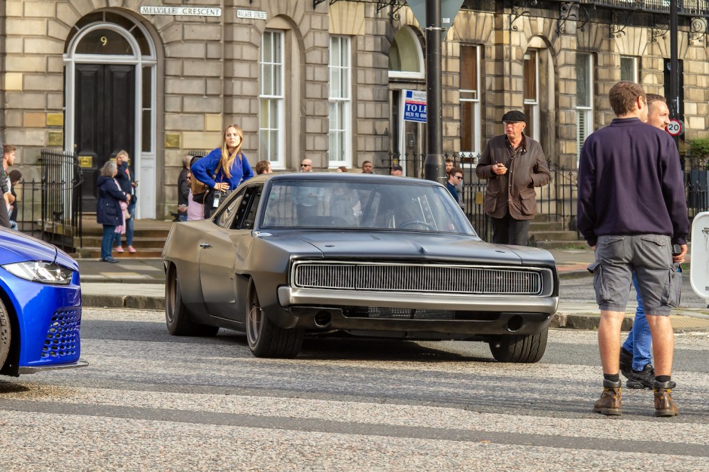 Custom 1970 Charger 500 photographed during the filming of Fast and the Furious 9. This custom mid-engine car by Speedkore is the fastest Fast and Furious Charger | Iain McGuinness/SOPA Images/LightRocket via Getty Images