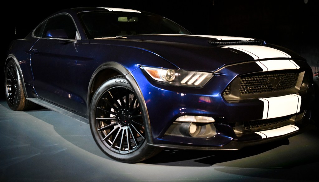 2016 Ford Mustang GT350 on display at the Fast Saga: F9 Fest event on the Universal Studios backlot. Jakob Toretto (John Cena) Drives Two Mustangs, including this one, in Fast and Furious 9.