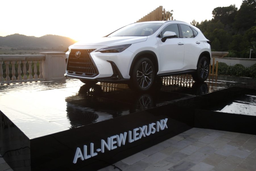 A white Lexus NX.