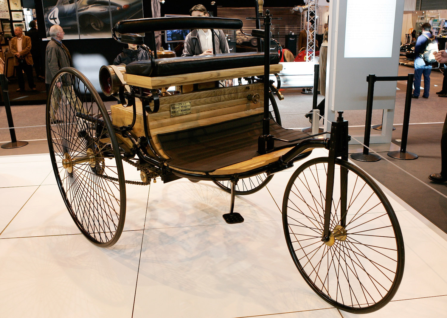 1886 Benz Patent Motorwagen. This was the first gas-powered car, but both steam vehicles and electric vehicles predated it.  | Francois Durand/Getty Images