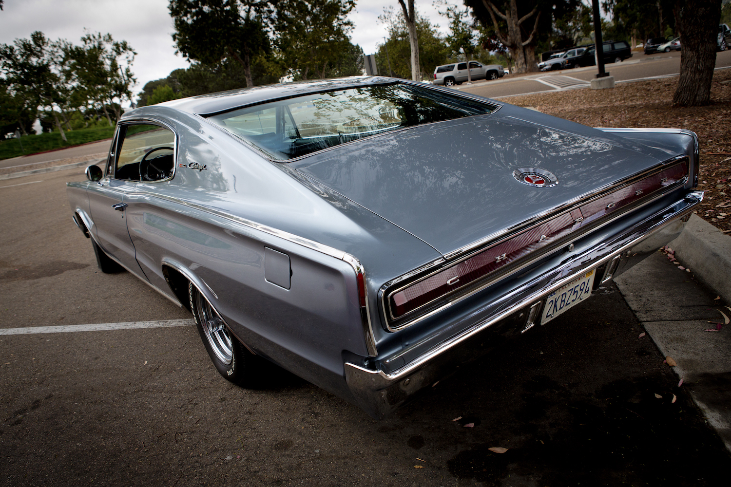 This is a photo of a 1967 "first generation" Dodge Charger in a parking lot. Dom's first Charger is revealed in Fast and Furious 9 as a 1966 first-generation Dodge Charger. Dünzl\ullstein bild via Getty Images