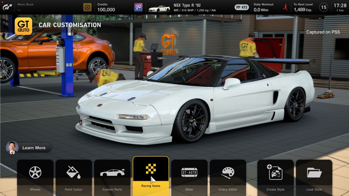 A white Acura NSX as seen in the upcoming racing game Gran Turismo 7