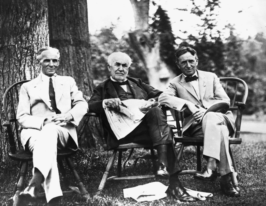 Henry Ford, Thomas Edison, and Harvey Firestone, pioneers of the American Road Trip