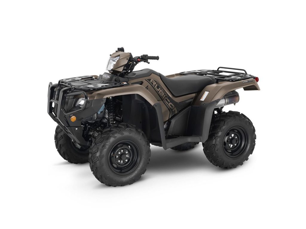 Here is the 2022 Honda FourTrax Rubicon in tan against a white background