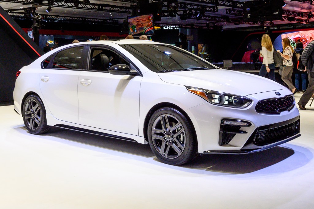 Kia Forte was seen at the New York International Auto Show at the Jacob K. Javits Convention Center in New York