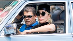 Lady Gaga driving a car in New York City