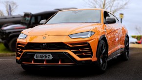 The Lamborghini Urus seen at the Sharnbrook Hotel in Bedfordshire. The Sharnbrook Hotel hosted a private car show to enable the filming of an up and coming tv Documentary on SkyTV.