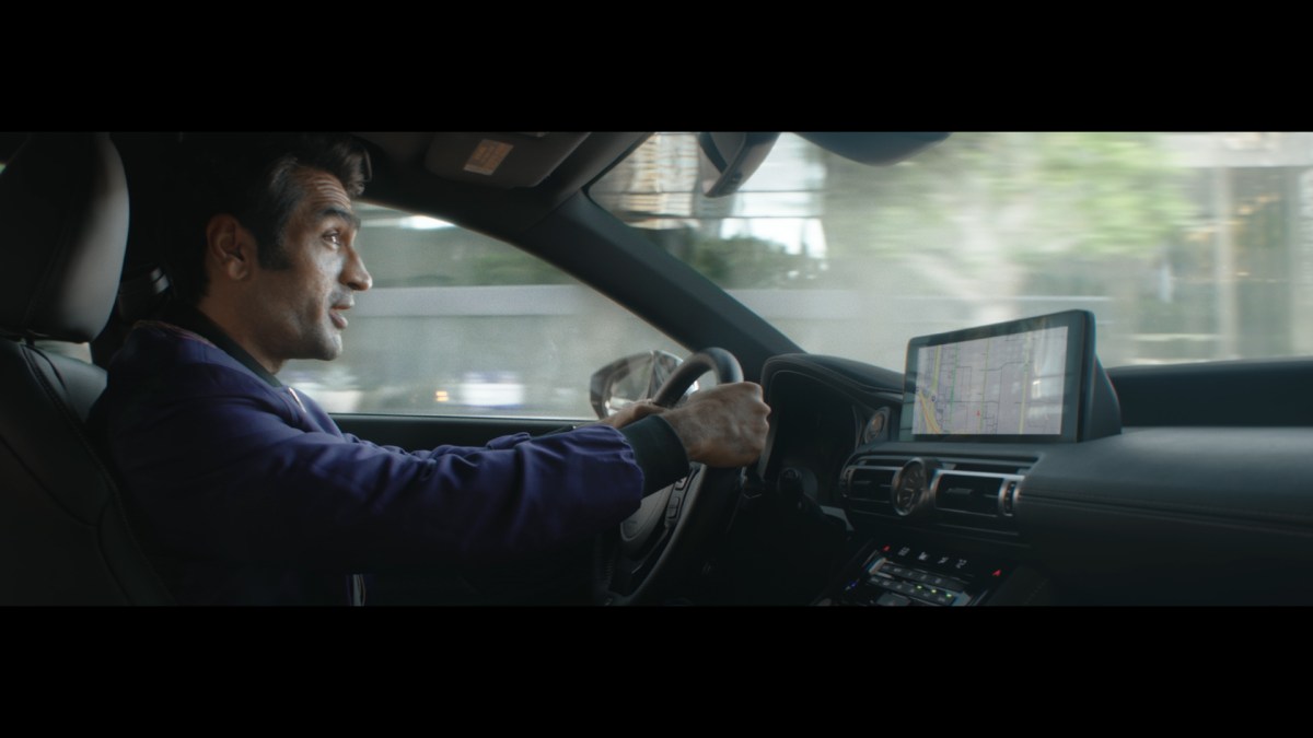 Kumail Nanjiani driving the Lexus IS 500 F SPORT Performance in a cross-promotional commercial called "parking spot" in collaboration with Marvel Studios' "The Eternals"