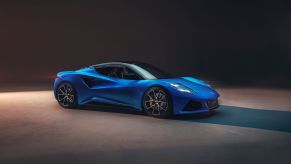 The Lotus Emira luxury sports car in blue