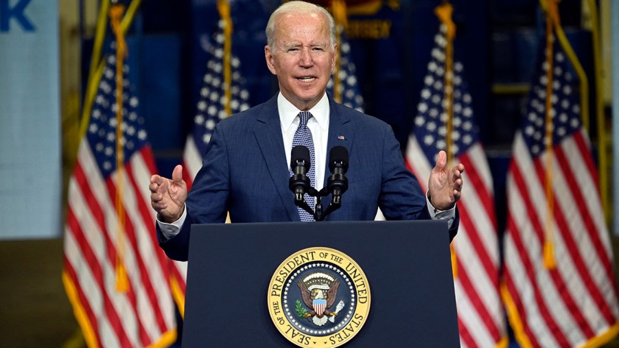 President Joe Biden giving a speech.