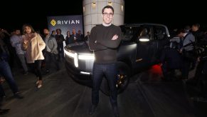 R.J. Scaringe standing in front of Rivian R1T