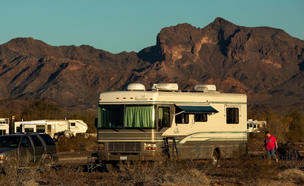 RV Parked In Desert
