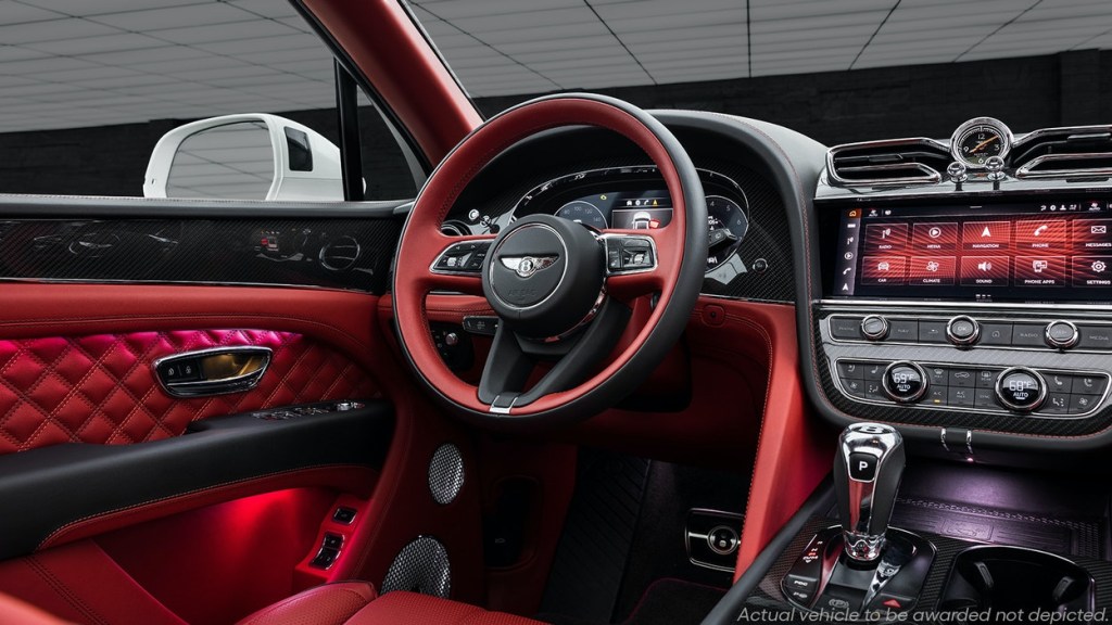 Red and black interior of 2021 Bentley Bentayga