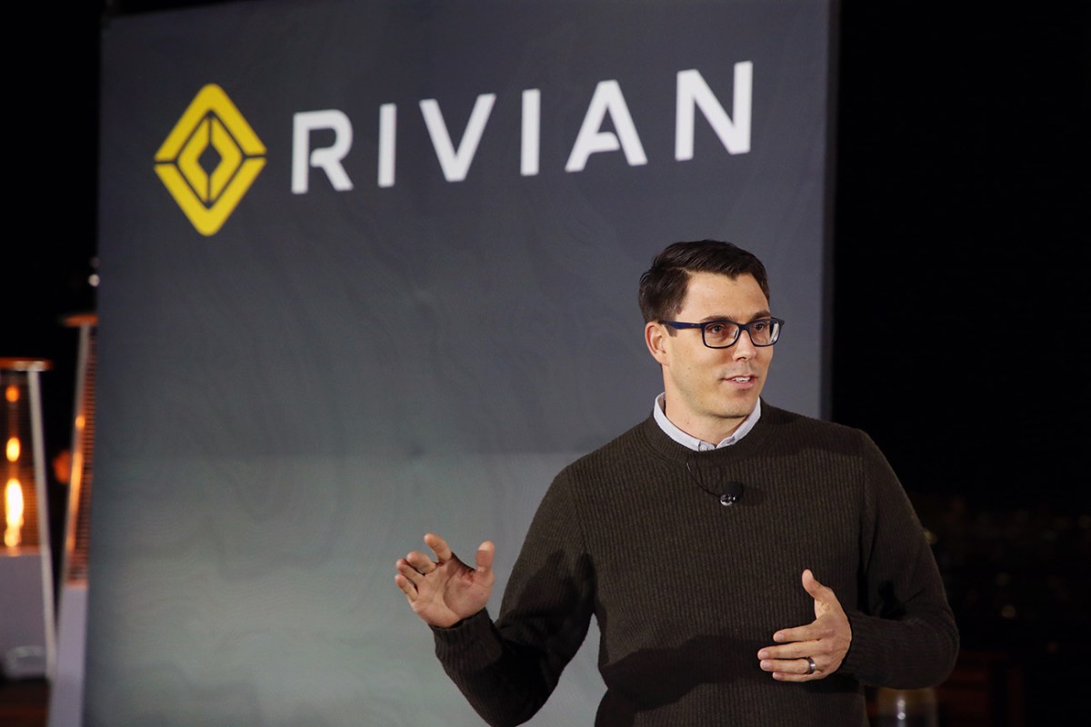 Rivian CEO RJ Scaringe attends and speaks at Rivian Unveils First-Ever Electric Adventure Vehicle Before Its Official Reveal At The LA Auto Show at Griffith Observatory on November 26, 2018 in Los Angeles, California. 