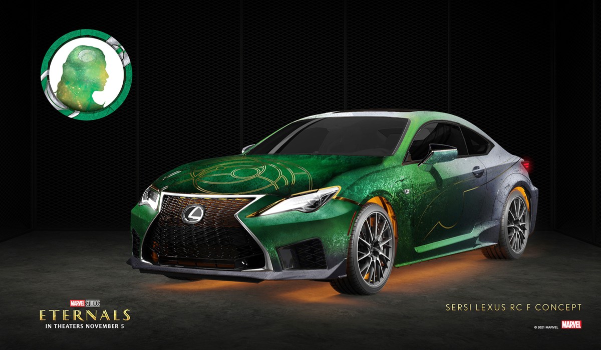 Lexus RC F themed after the character "Sersi" from Marvel Studios' "The Eternals"
