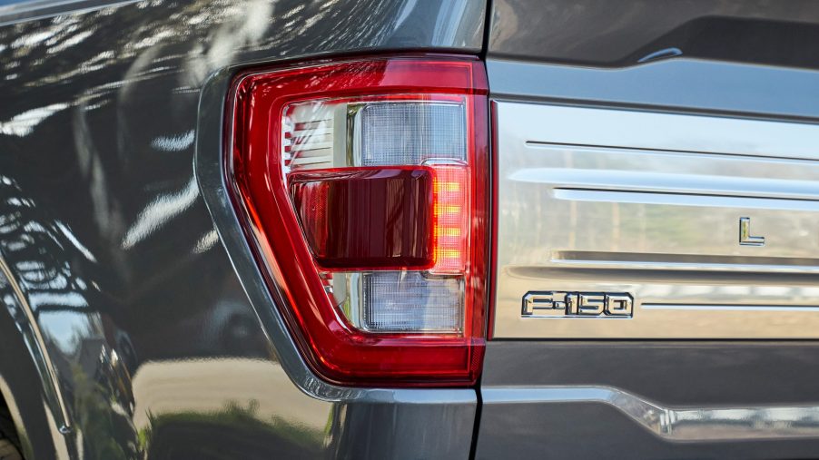 Smart taillight on gray Ford F-150