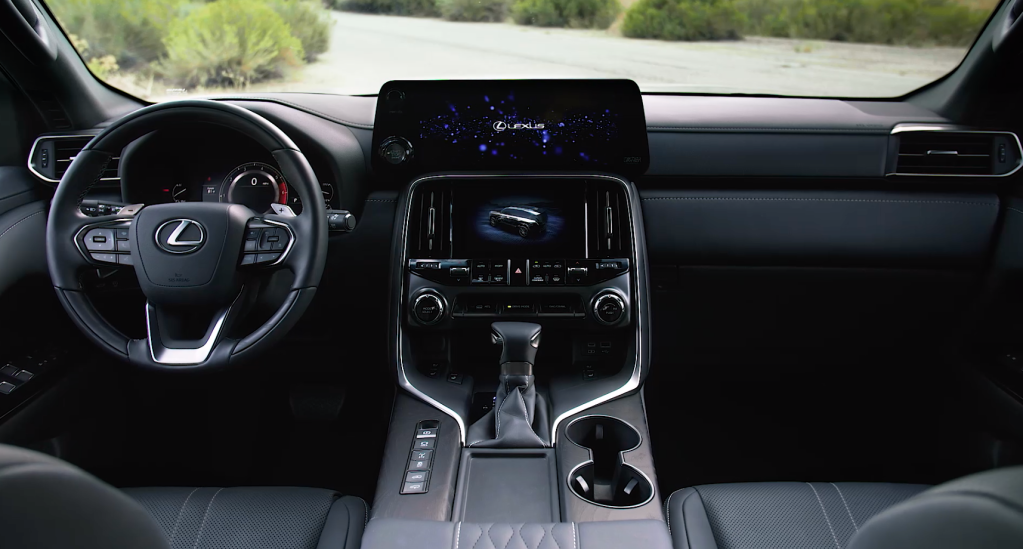 Steering wheel, gauges, and touchscreen in 2022 Lexus LX 600