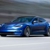 A Tesla Model S in blue