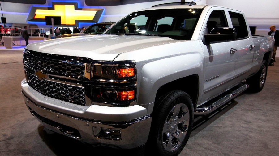 A gray Chevrolet Silverado, at the 106th Annual Chicago Auto Show, at McCormick Place in Chicago, Illinois.
