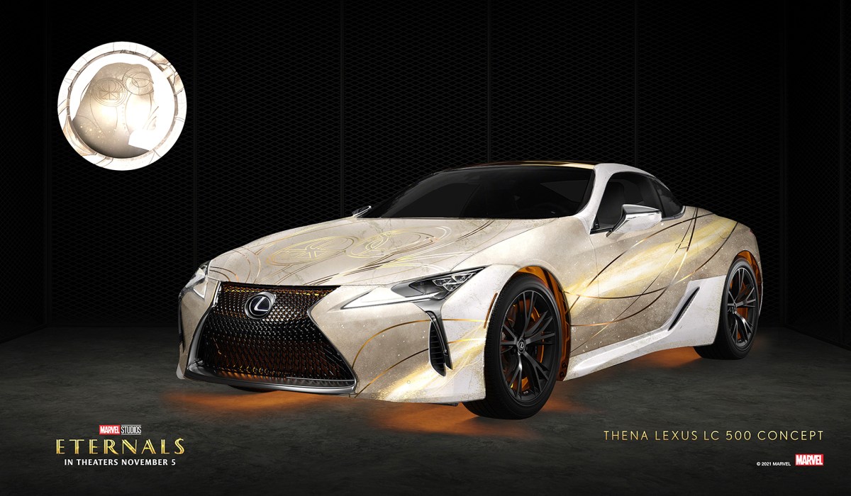 Lexus LC 500 themed after the character "Thena" from Marvel Studios' "The Eternals"