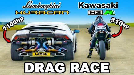 Drag Race: Turbo Lamborghini Versus Kawasaki Ninja H2R
