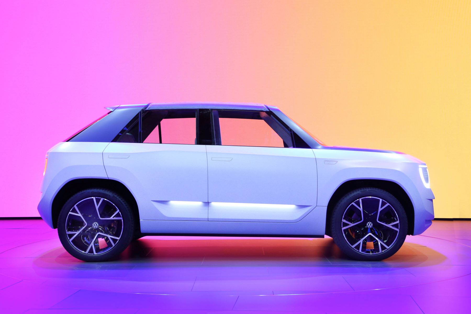 A Volkswagen ID. LIFE concept car promotion shot from the IAA Mobility 2021 event