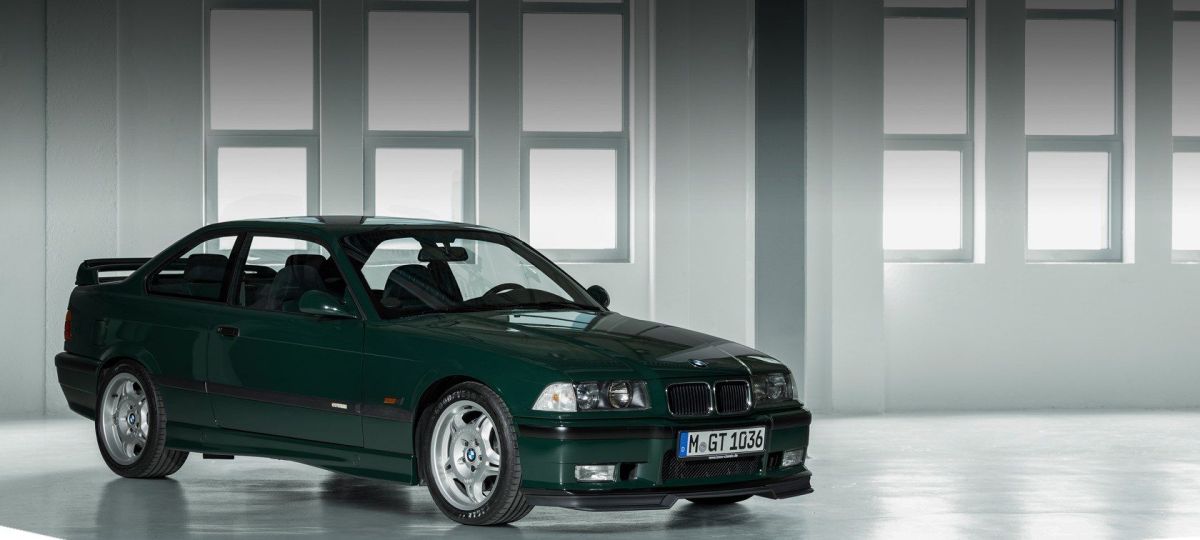 Special edition BMW E36 M3 GT parked inside