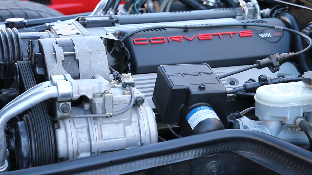 2015 Chevrolet Corvette engine on display in Las Vegas