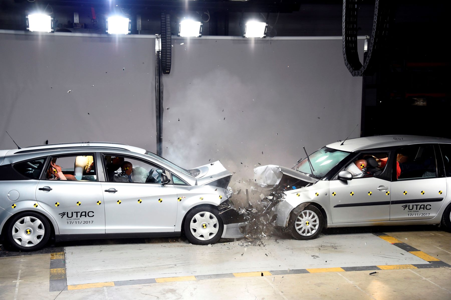 A car crash safety test taking place in France