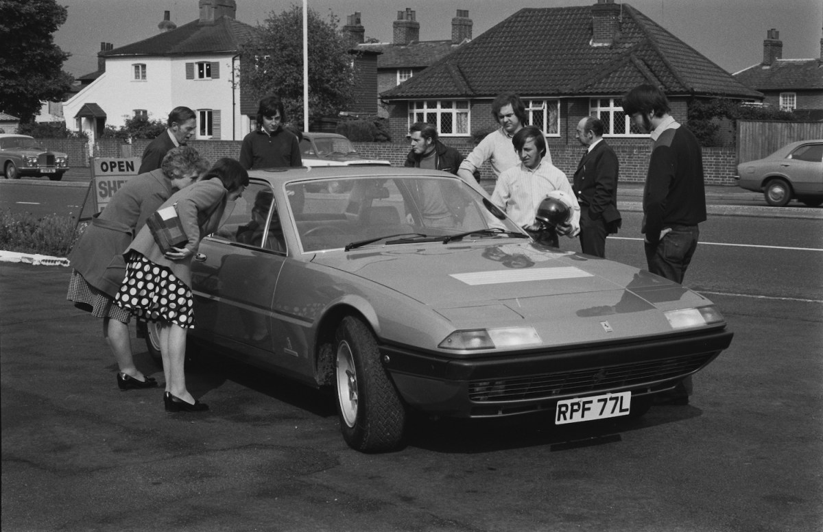 1974 Ferrari Dino 308 GT4 surrounded by people