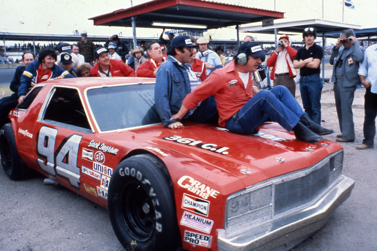 Jack Ingram drives his Ford Fairmont to the NASCAR victory lane