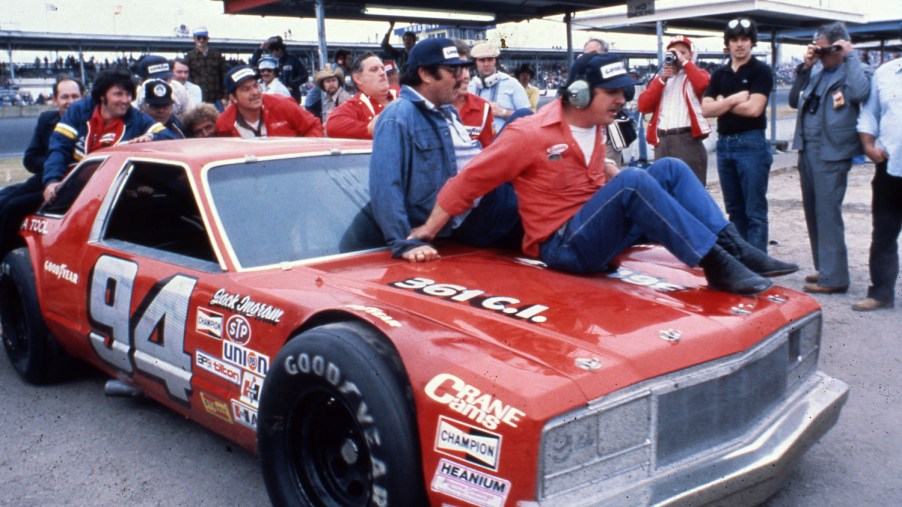 Jack Ingram drives his Ford Fairmont to the NASCAR victory lane