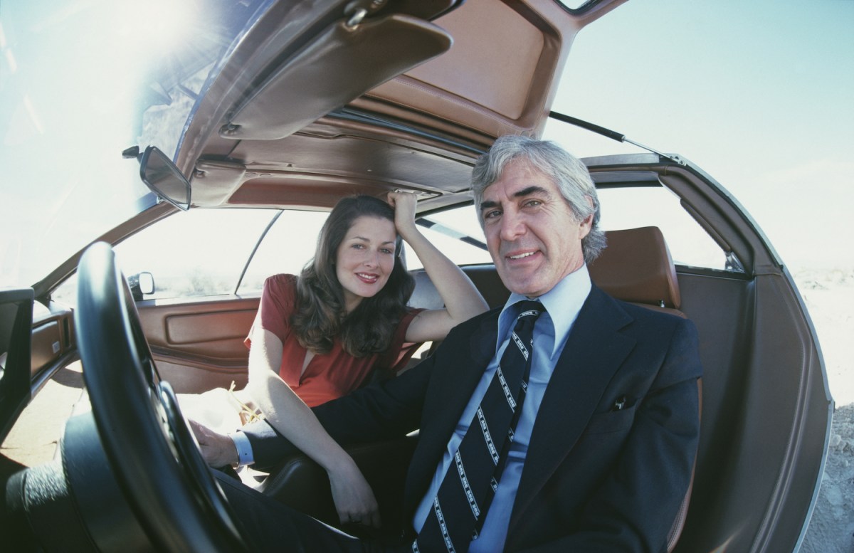 John DeLorean and his wife Cristina Ferrare in a DMC-12