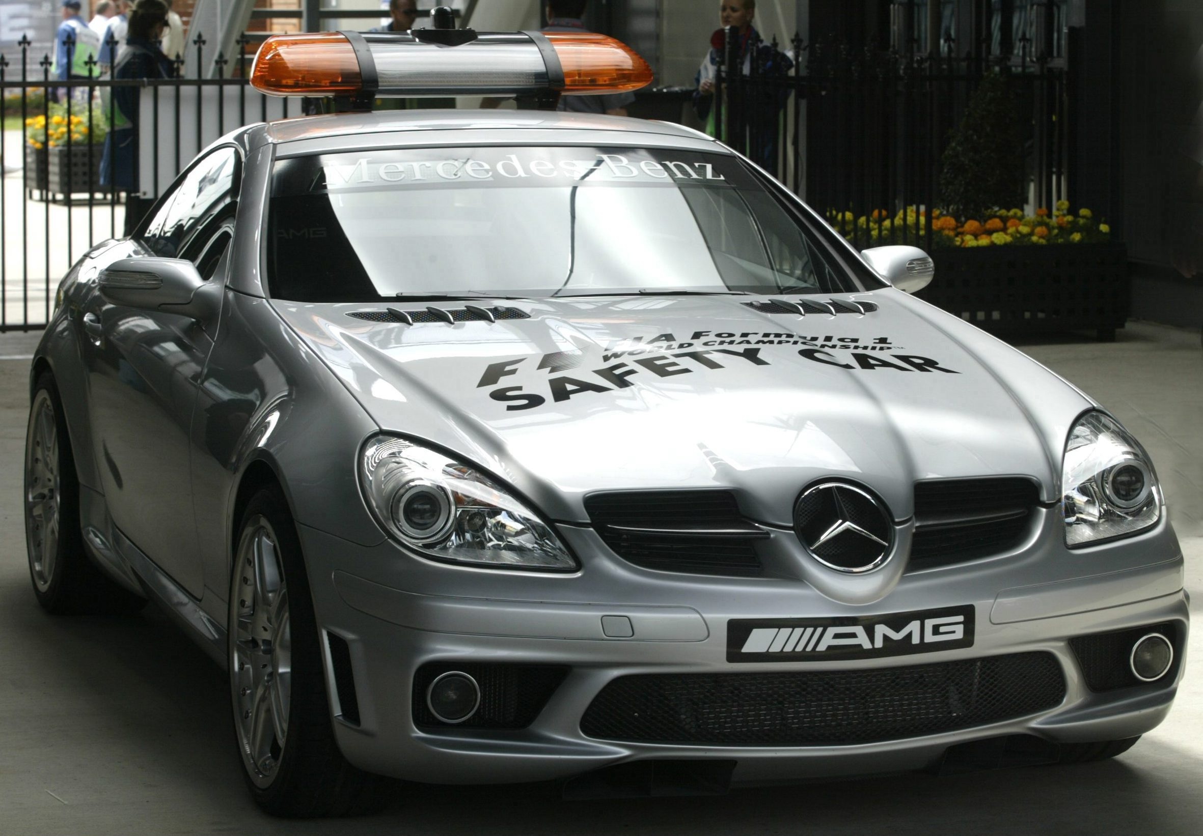A silver Mercedes SLK55 AMG pace car at the Formula 1 Australian Grand Prix