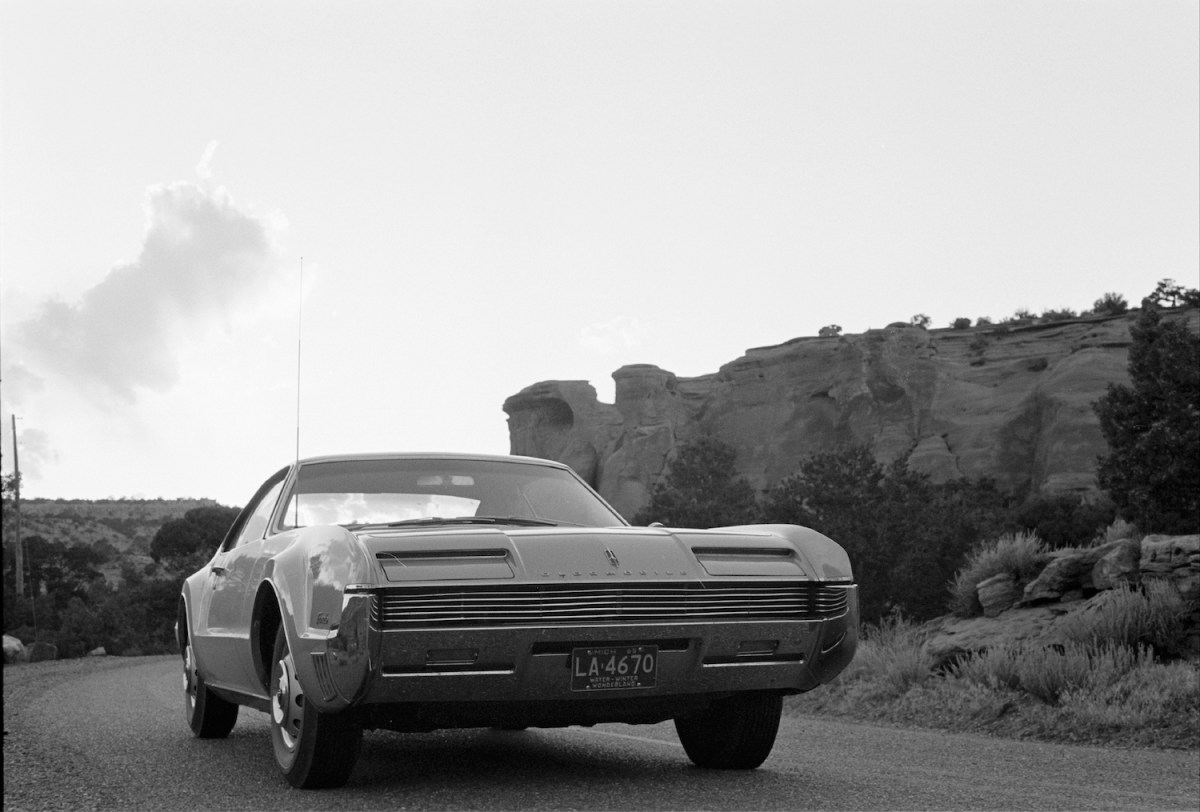 1966 Oldsmobile Toronado in the mountains