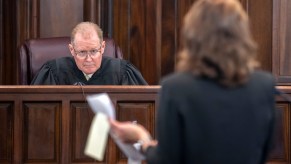 lawyer talks to a judge in the courtroom