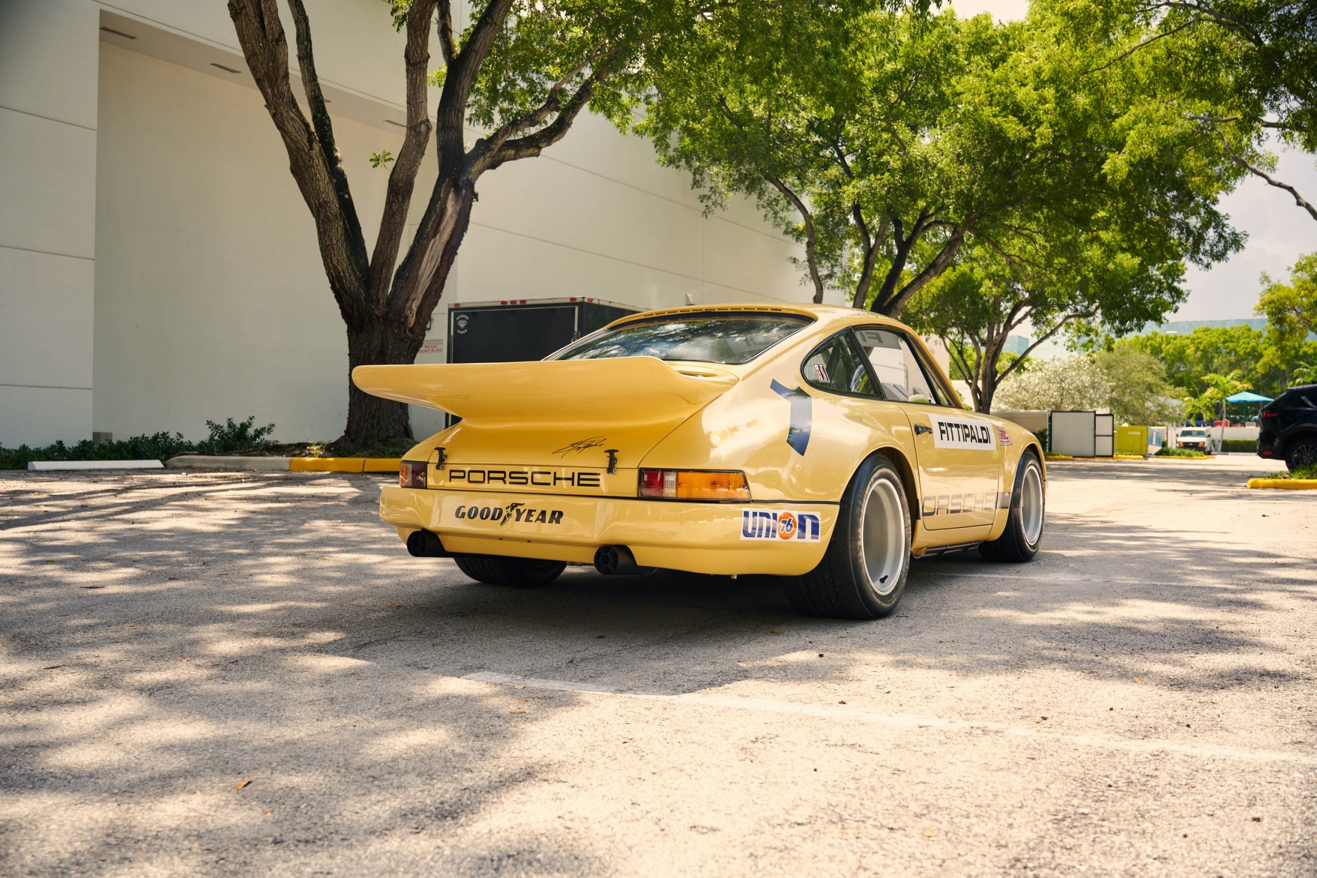 The rear of the Porsche 911 RSR race car owned by Pablo Escobar